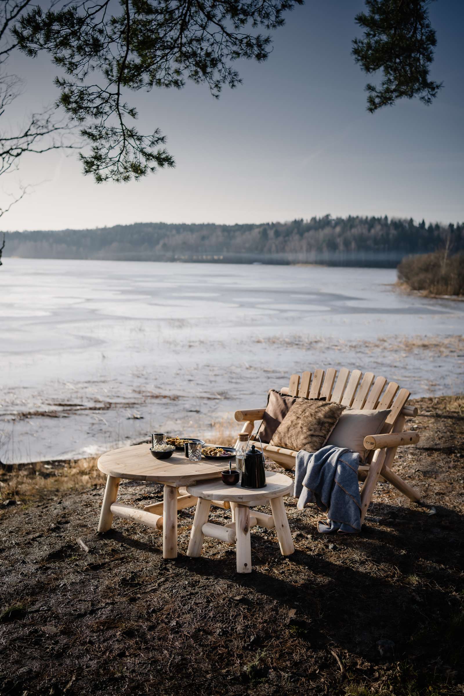 Log Sivupöytä Pyöreä